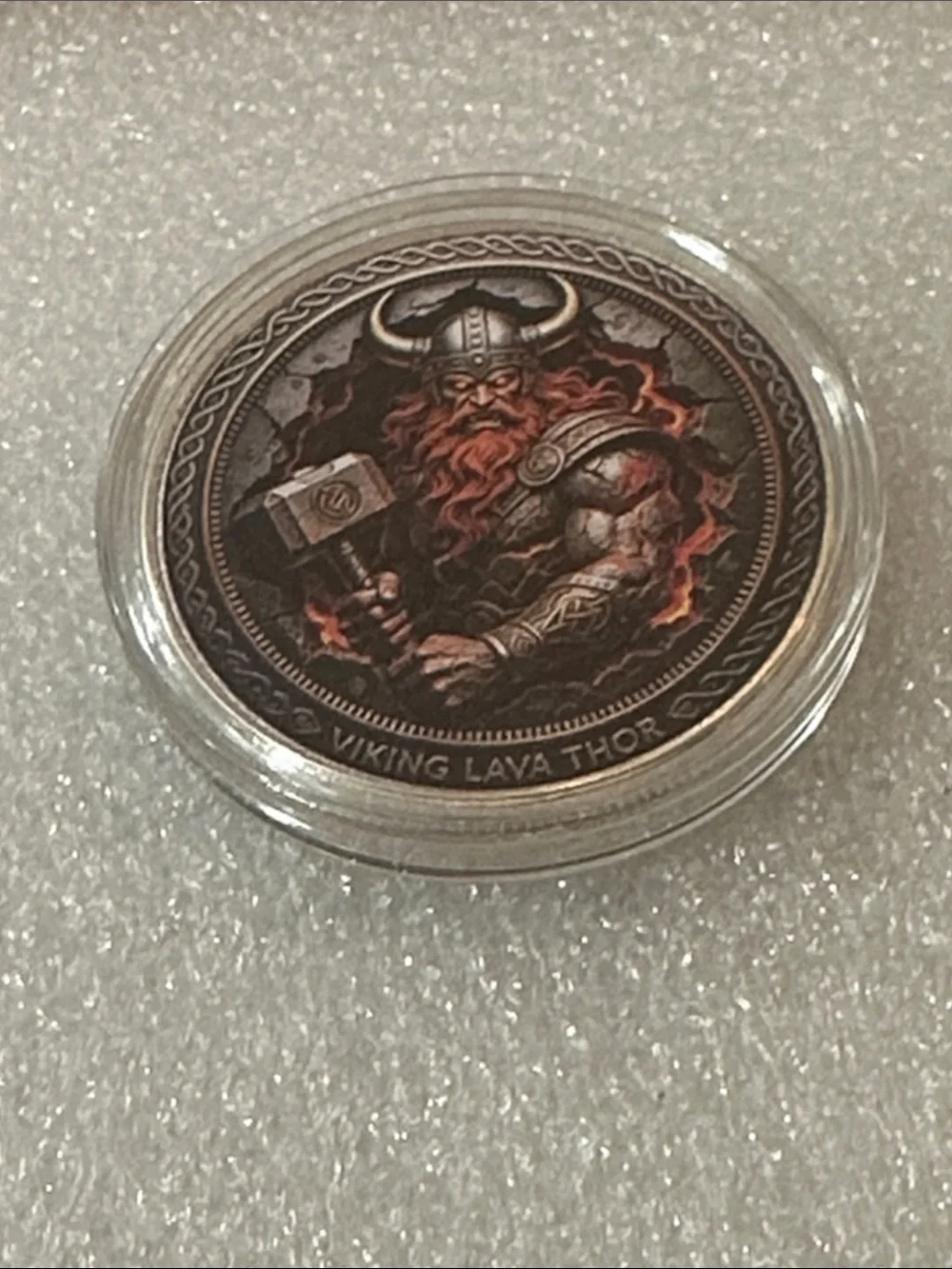 Viking Thor Decorative Coin - Red & Black